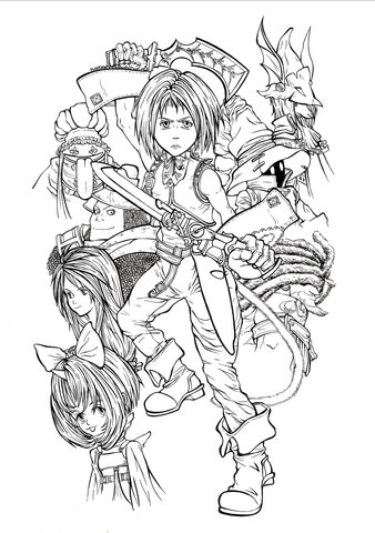 Full Time Playable Characters Of Final Fantasy Ix Coloring Page